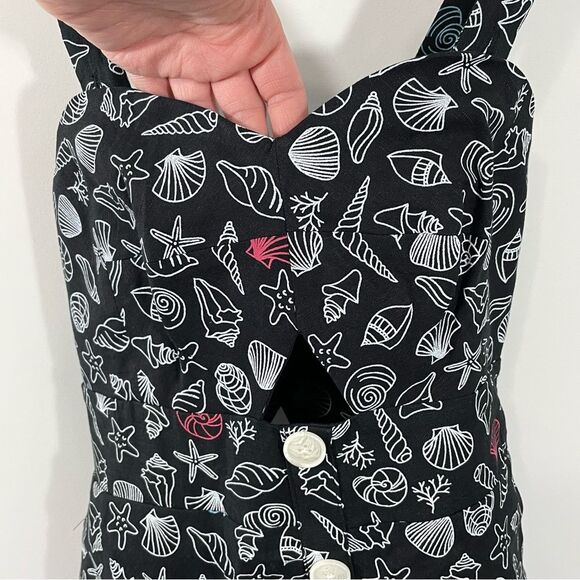 NWT ModCloth Seashore Spectacular Fit and Flare Black‎ Seashell Print Dress Sz 4 - Picture 3 of 9